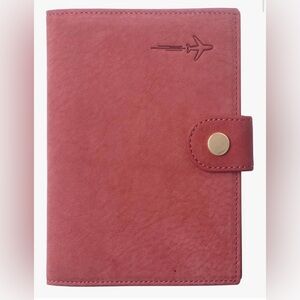 Passport Cover RFID Genuine Leather with Credit Card Holder Premium Soft Red NWT